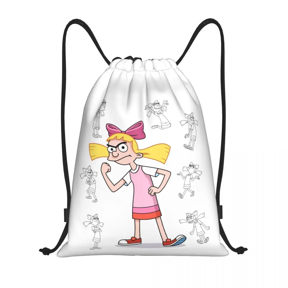 Custom Hey Arnold Drawstring Bag Men Women Portable Gym Sports Sackpack Helga Pataki Cartoon Animated Training Backpacks