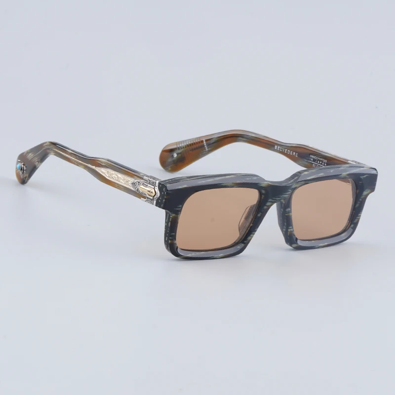 BELVEDERE, gafas de sol cuadradas hechas a mano de estilo de diseñador, gafas de acetato clásicas de alta calidad gruesas de acetato importado Uv400