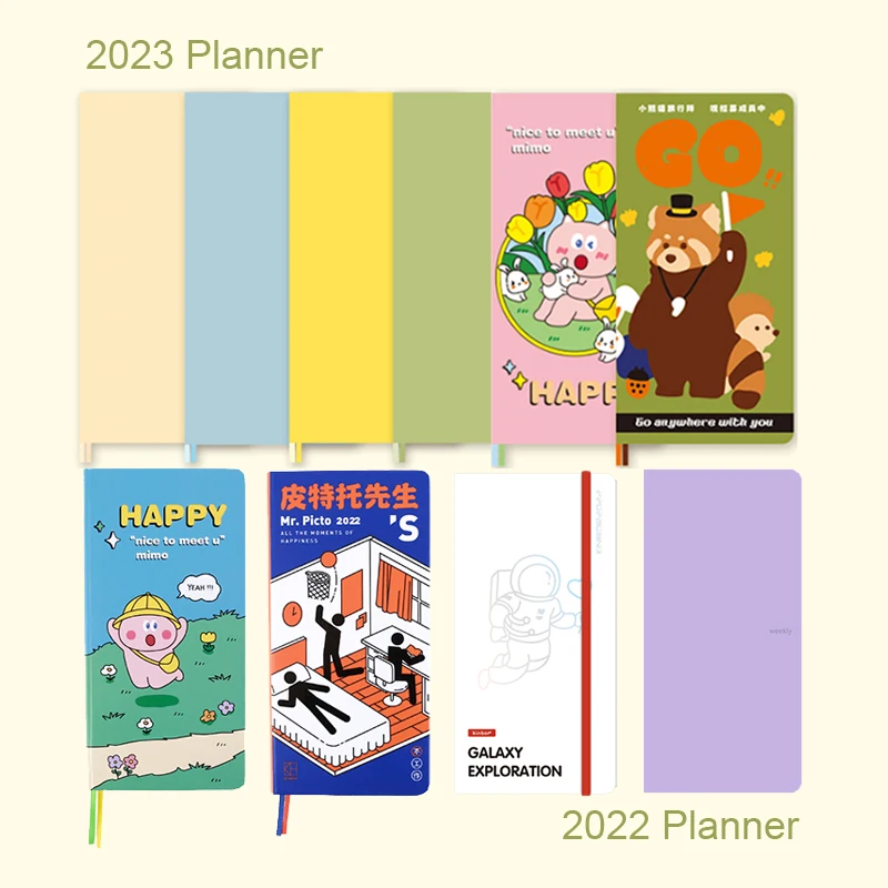 

Kinbor 2022 2023 Week Planner Kawaii Journal Noteook Todolist Time Management Record Book Efficiency Plan schedule for Gift