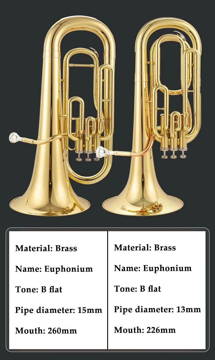 Japan original Brass gold-plated Euphonium B-flat tenor professional-grade tone 3/4 key performance solo instrument trumpet horn