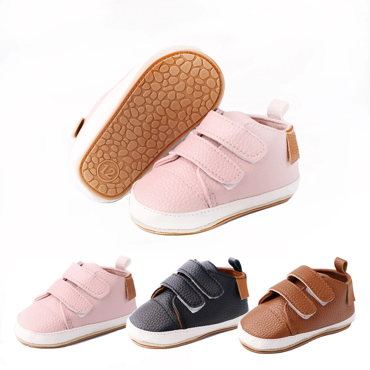 

Baby shoes,Spring and Autumn baby shoes 0-1 year old baby shoes Double Velcro casual soft sole non-slip low top toddler shoes