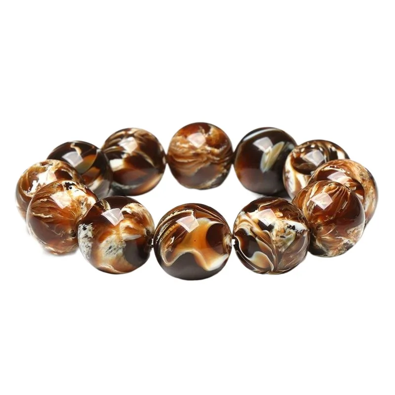20mm premium Burmese bracelet with amber beeswax and lava crystal beads 5