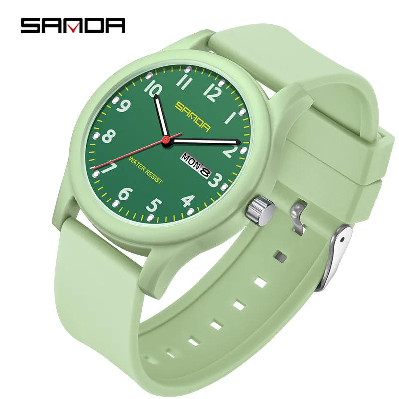 SANDA 3263 Student Exam Watch - Lightweight, Silent, Waterproof, Luminous, Double Calendar, Anti Fall and Scratch Sport Watch