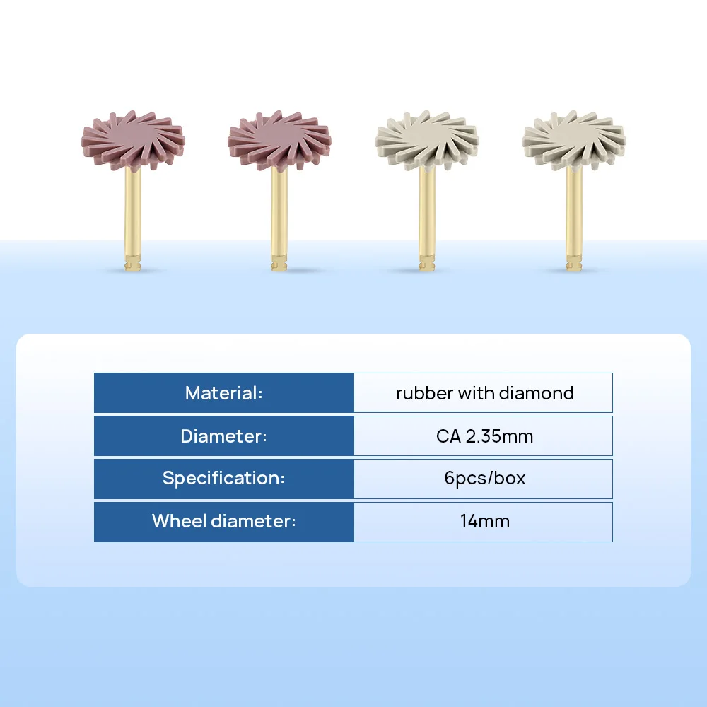 6 sztuk/pudło AZDENT Dental Composite Polishing Wheel Pre-polerowanie Polerowanie o wysokim połysku 135 ° C Autoklawowalny