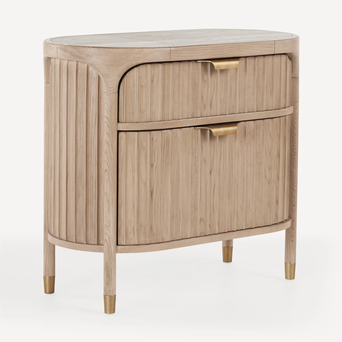 Comodino con pannello scanalato in legno di frassino, tavolino per mobili da camera da letto