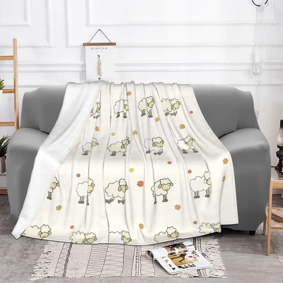 

Sheep Llama Baby Blanket Fleece Printed Animal Cute Warm Portable Throw Blanket for Bed Outdoor Quilt