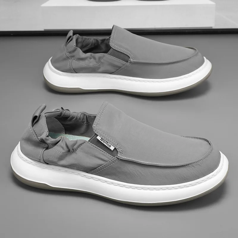 2025 신상 남성 여름 경량 캔버스 슬립온 로퍼 통기성 캐주얼 워킹 스니커즈 편안한 남성 트레이너