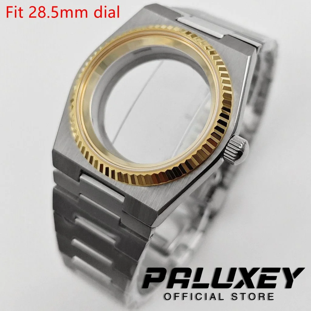 PRX NH35 40MM met zilveren ring saffierkristal gecanneleerde bezel horlogekasten onderdelen voor PRX Super Player NH34 NH35 NH36 NH38 beweging