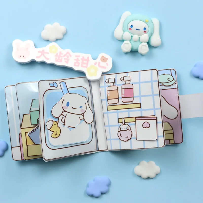 Sanrio Pachacco Cinnamoroll domowej roboty Diy cicha książka zabawka do wyrabiania materiału podręcznik antystresowy zabawka dla dzieci prezent