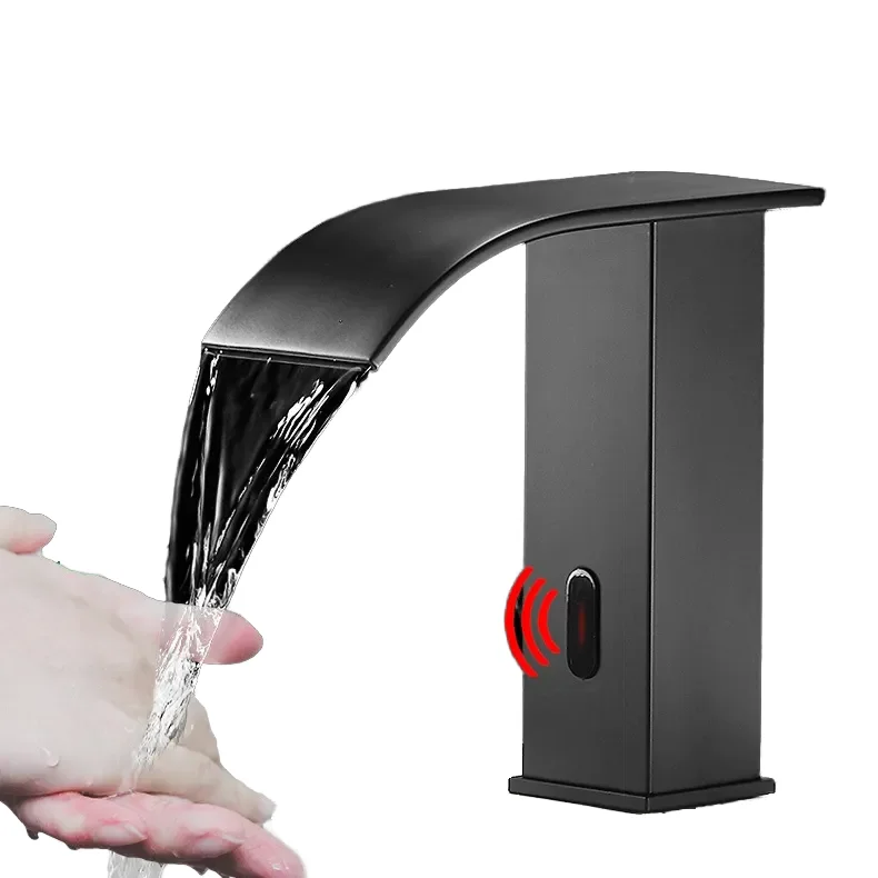 

automatic touchless bathroom sensor water faucets square Brass Waterfall Wash Basin Mixer Faucet Taps