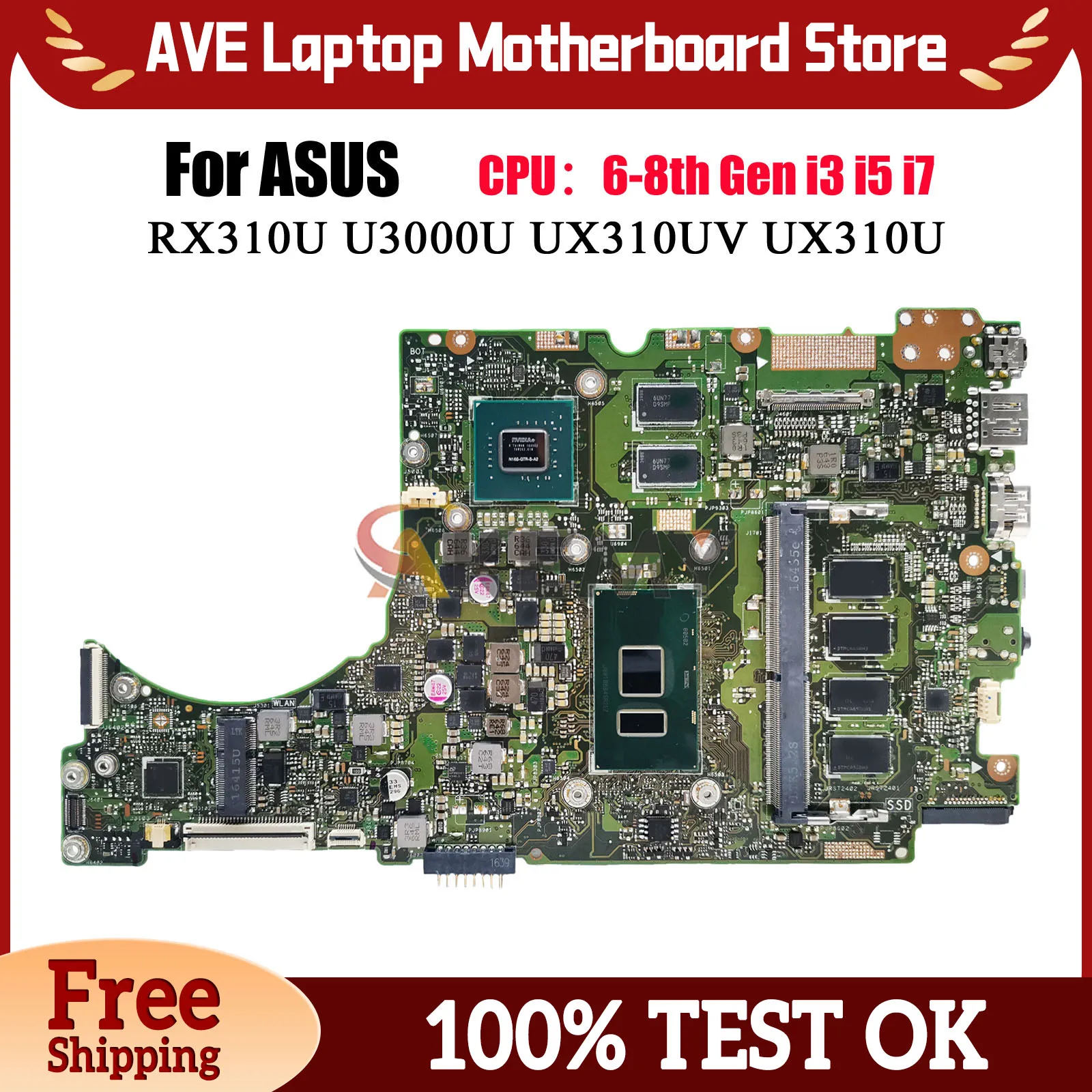 

UX310UV Laptop Motherboard For ASUS UX310UQ UX310U UX310UV UX310UQR UX310UFR U3000U RX310U UX310UQK Mainboard With i3 i5 i7 CPU
