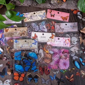 40 Pcs Vintage פרפר מדבקות סט צבעוני לחיות מחמד שקוף עמיד למים דקורטיבי מדבקות עבור Scrapbook מחברת כתב עת