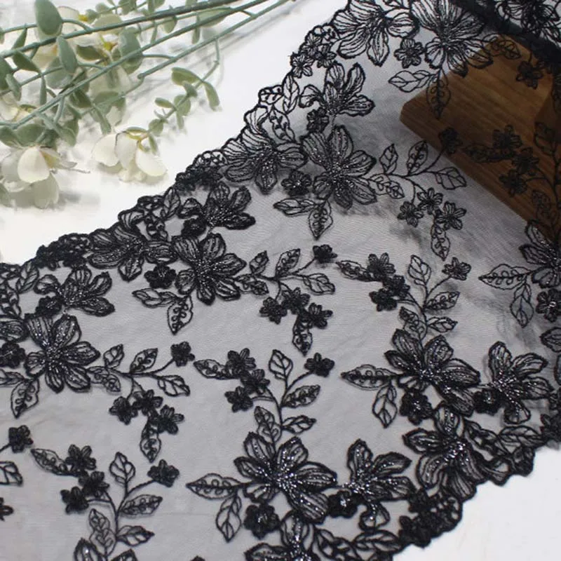 

36 ярдов черной кружевной тесьмы с цветочной вышивкой для подола юбки, нижнего белья, шитья, рукоделия, пошива одежды, детских и свадебных юбок