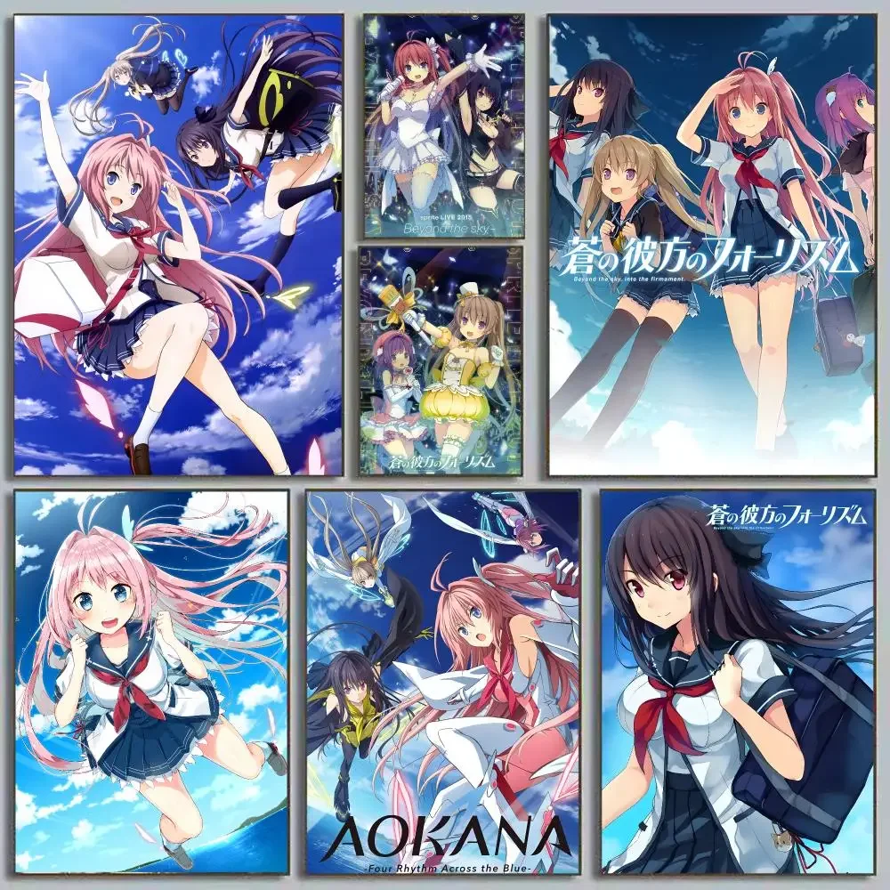 Classic Anime A-Aokana Four Rhythm Across the Blue 3 Poster Self Adhesive Wall Art Decor for Bedroom Living Room Home Decor Gift