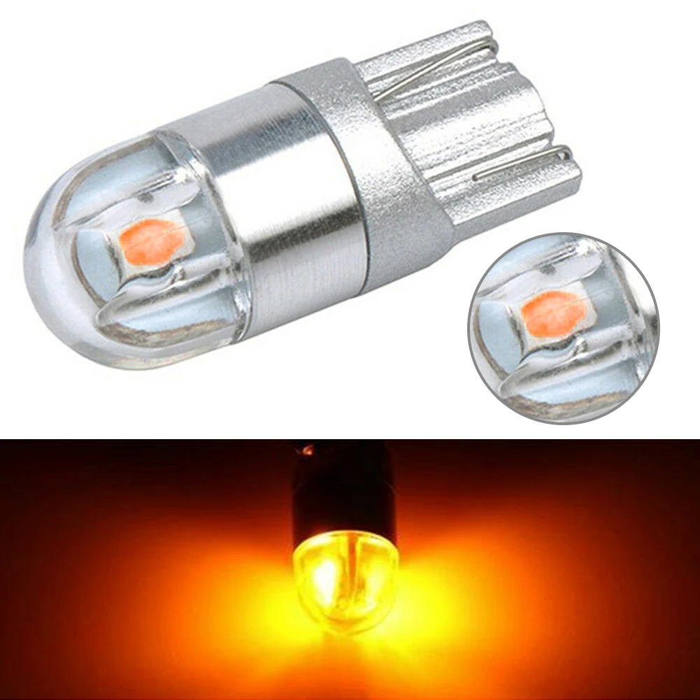 T10 2SMD 3030 W5W 194 168 LED Reading License Plate Light Side Lamp DRL Amber 1PC