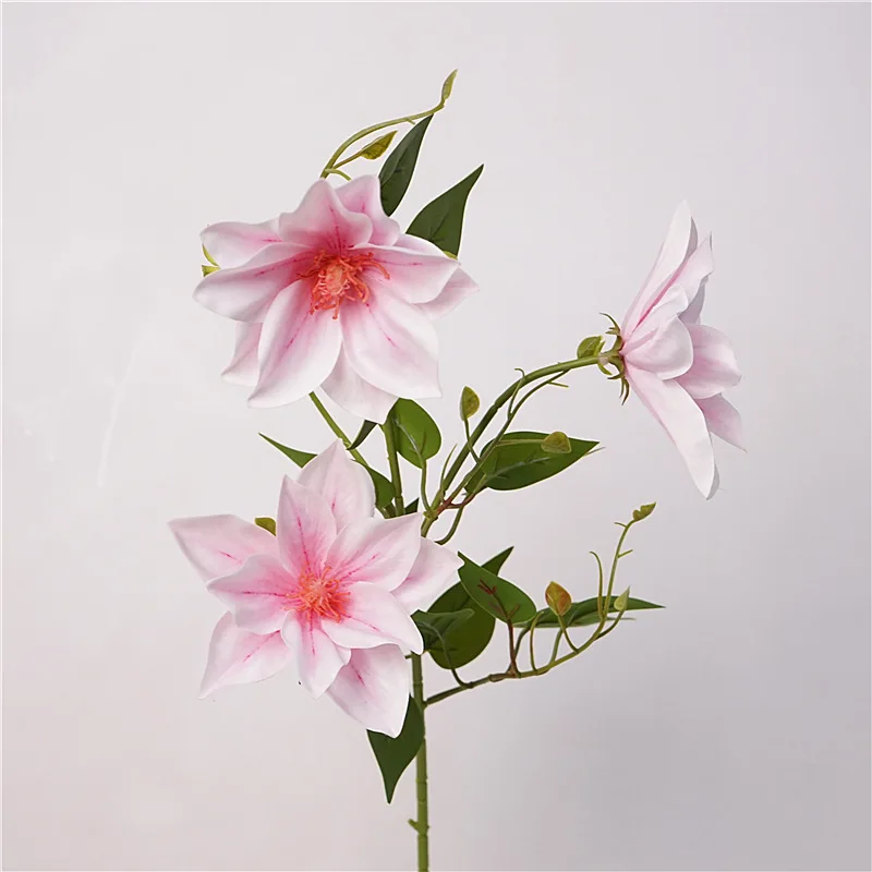4 Stück Künstliche Clematis-Blumen mit Naturgetreuem Aussehen Luxuriöse Wohnzimmerdekoration Hochzeit Party Tisch Kunstblumen-Arrangement – Detail 10