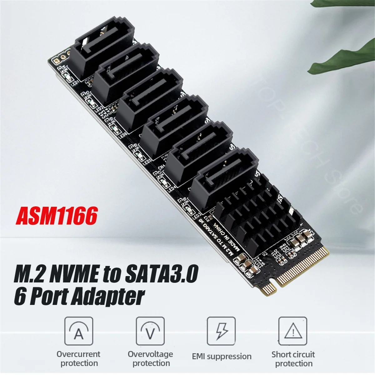 M.2 NVME PCI-E PCIE X4 X8 X16 naar 6-poorts 3.0 SATA-adapterkaart Riser ASM1166 Chassisserver PC Computeruitbreidingskaart