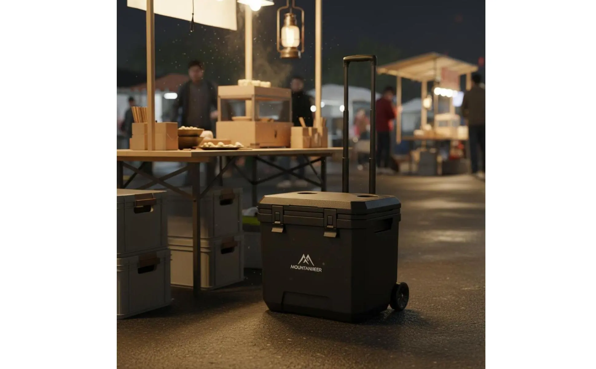 Wheeled Cooler Insulated Wheeled Cooler Box Portable Ice Chest Easy to Roll Cooling Gear Food Crisp for Market Stall, Car Travel