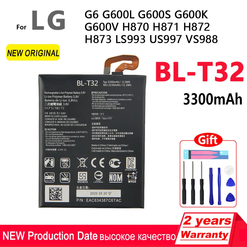 100% Original 3300mAh BL-T32 For LG G6 G600L G600S H870 H871 H872 H873 LS993 US997 VS988 Battery With Tools+Tracking number