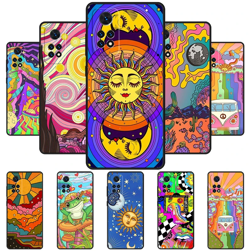 retro hippie boho rainbow print Phone Case For Redmi Note 11 EPro 11S 10T 9S Promax 8 Pro Xiaomi Mi 11 12X 12S Ultra Cover