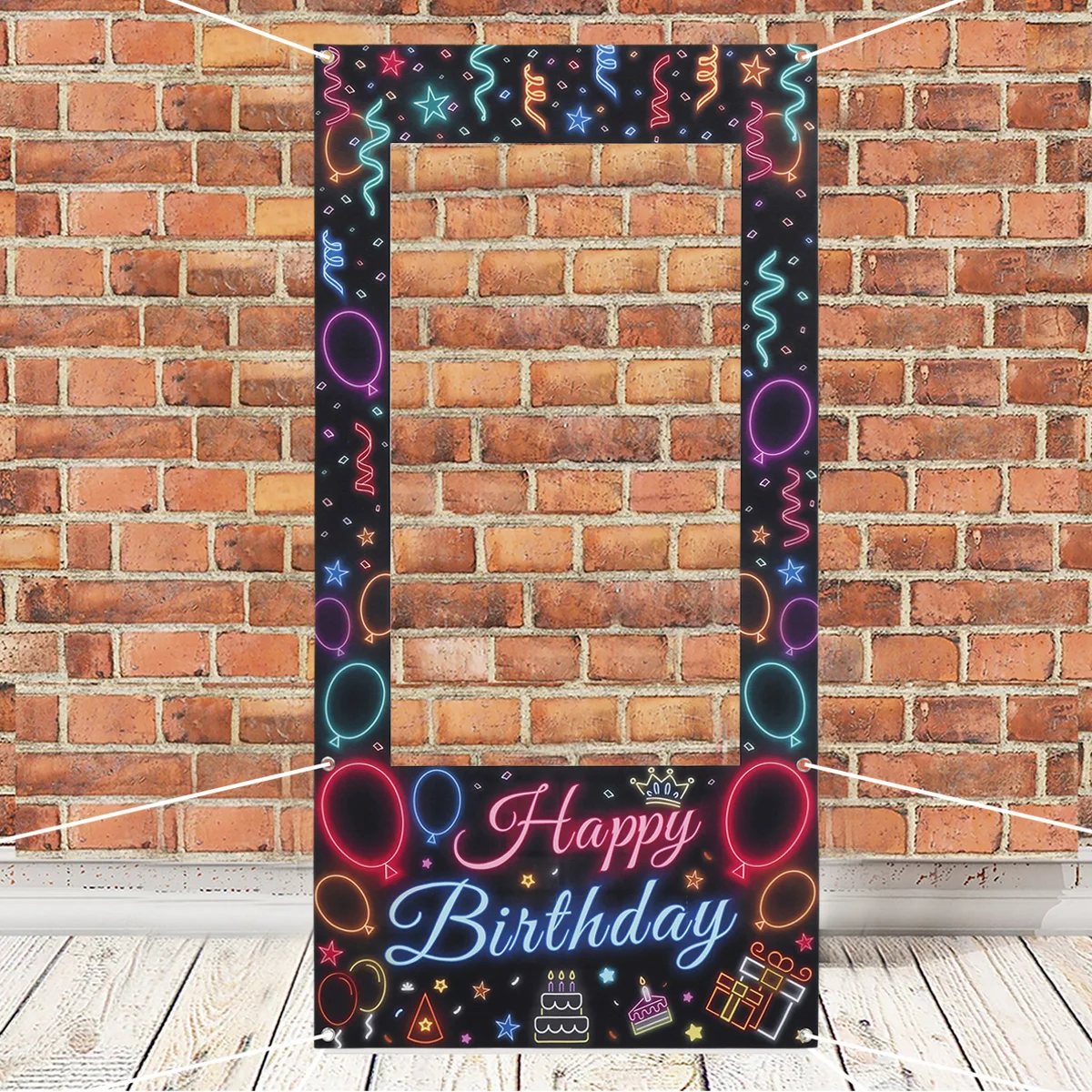 1pc Birthday Vinyl Photo Frame Photography Tools Glow in The Dark Birthday Party Decorations Kids Fluorescent Party Supplies
