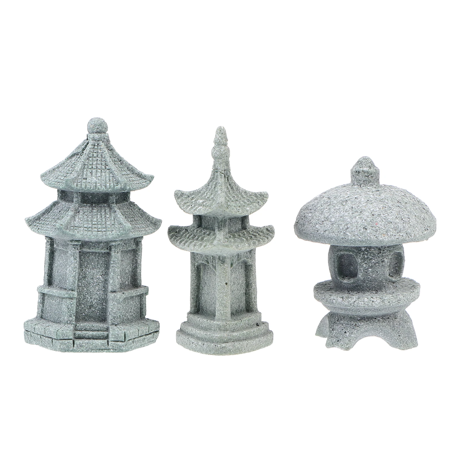 

3 Pcs Stone Pavilion Ornaments Realistic Decor Garden Mini Craft Bonsai Landscape Bedroom Office Car Sandstone