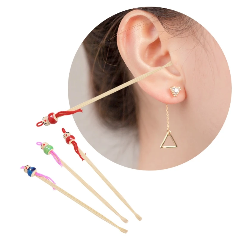 10Pcs Cartoon for Doll Bamboo Earpick Spoon Clean Earwax Removers Ear Care Safe