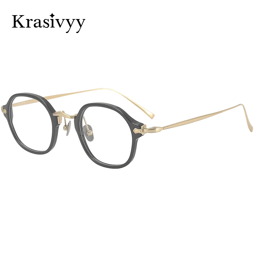 

Krasivyy Japanese Oval Titanium Glasses Frame Men Acetate Brand Design Eyeglasses Women High Quality Full-rim Eyewear Frames