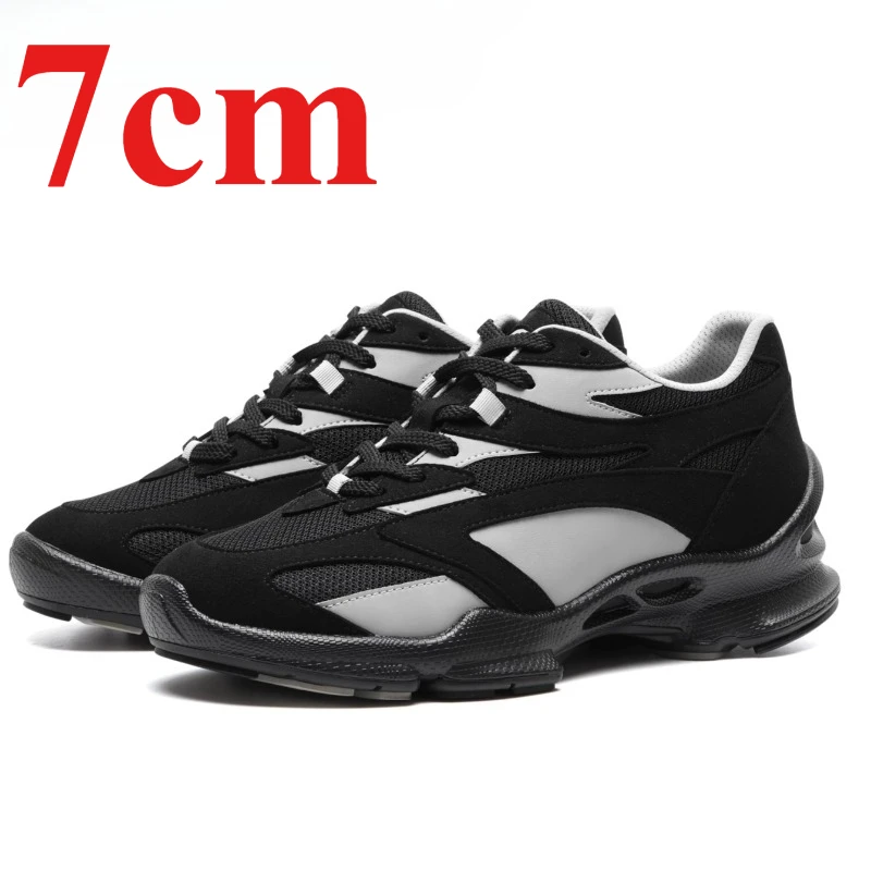 

Leather Fabric Casual Sneakers 7cm Height-increasing Shoes Men's Sports Shoes Lightweight Comfortable Invisible Elevator Shoes