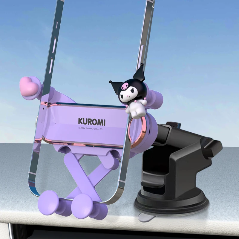 

Sanrio Kuromi мультяшный автомобильный кронштейн, гравитационный автомобильный навигационный кронштейн, противоскользящий мобильный противоударный телефон, подарок