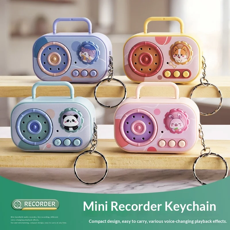 Vintage Mini Radio Recorder Keychain Creative Cute Bag Pendant Claw Machine Boutique Gift Small Toy
