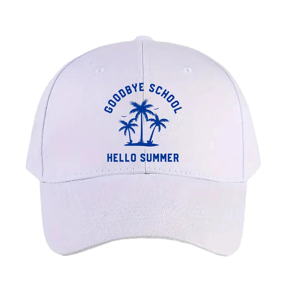 Goodbye School Hello Summer Cap Summer Woman Man Baseball Cap Adjustable with Curved Brim Duckbill Cap Protection Sun Hats