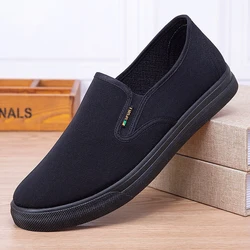 2023 Men's Cloth Shoes with Cow Tendon Soles, Anti Slip and Wear-resistant Cloth Shoes Shallow Cut One Foot Black