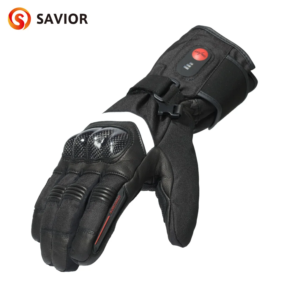 Savior 100% Waterproof Motorcycle Gloves Heated Guantes Motorbike Riding Heating Gloves Touch Screen Gloves Motorcycle Battery