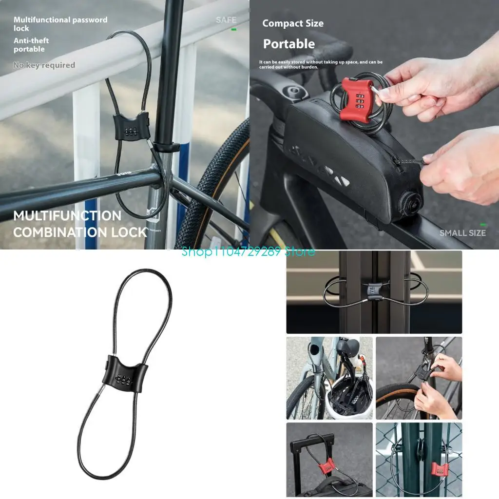 

D8KE Motorcycle Helmets Lock Flexible Steel Cable Security Lock Helmet Lock Fastener