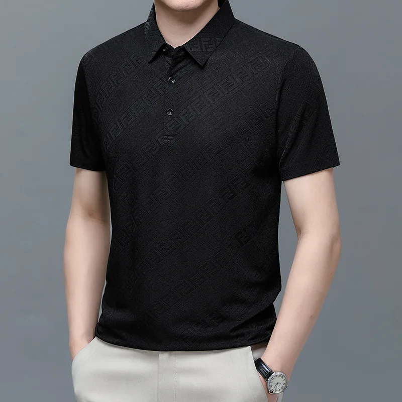 Summer Clothing Short Sleeve T-shirt Business Casual Solid Color Men's Polo Shirt Summer Top