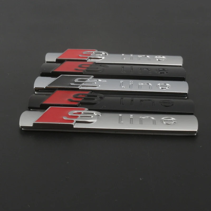 1 قطعة ثلاثية الأبعاد سيارة معدنية ملصق S خط شعار شارة الديكور لأودي Sline A3 A1 A4 B8 B7 A6 C7 A5 A7 A8 B9 B6 C6 Q2 Q3 Q5 Q7 Q8 TT #5