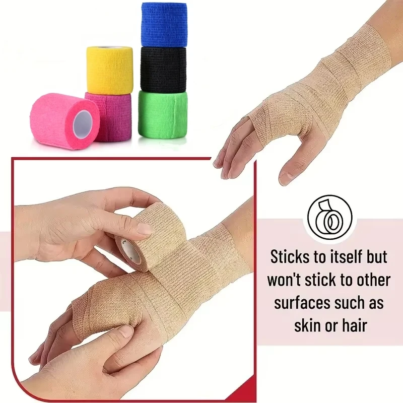 6Pcs Self Adhesive Bandage For Knee Finger Ankle Palm Pet 2 Inch x 5 Yards Breathable Sports Cohesive Bandage Wrap Elastic Tape