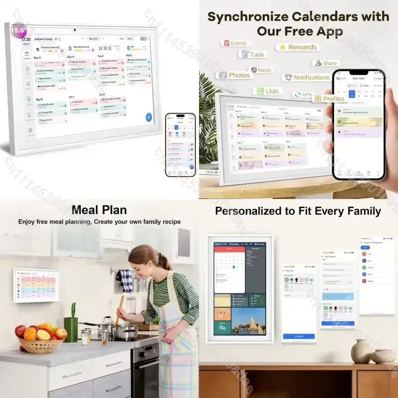 15.6 Inch Digital Family Calendar Smart Wall Mount Photo Frame All in One Task Planner Home Office Schedule Organizer Display