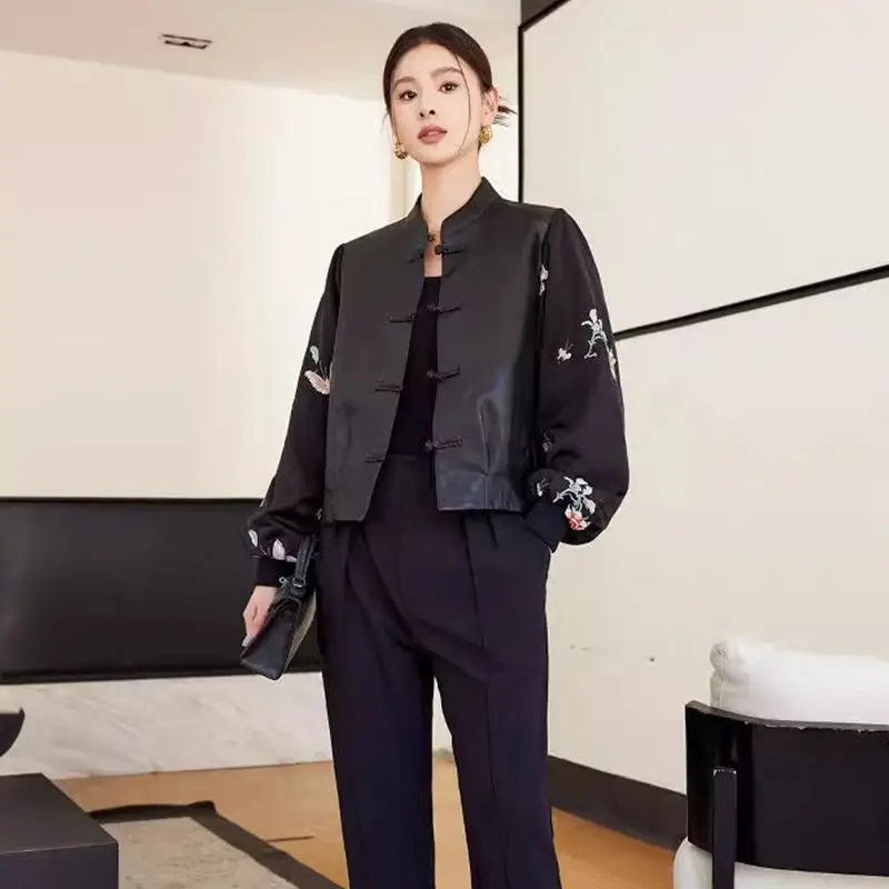 سترة جلدية أصلية جديدة على الطراز الصيني: تصميم قصير ونحيف وأنيق #2