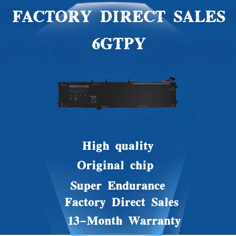 New 11.4V 97WH 6GTPY Laptop Battery For DELL XPS 15 9560 9570 7590  For DELL Precision 5520 5530 Series Notebook