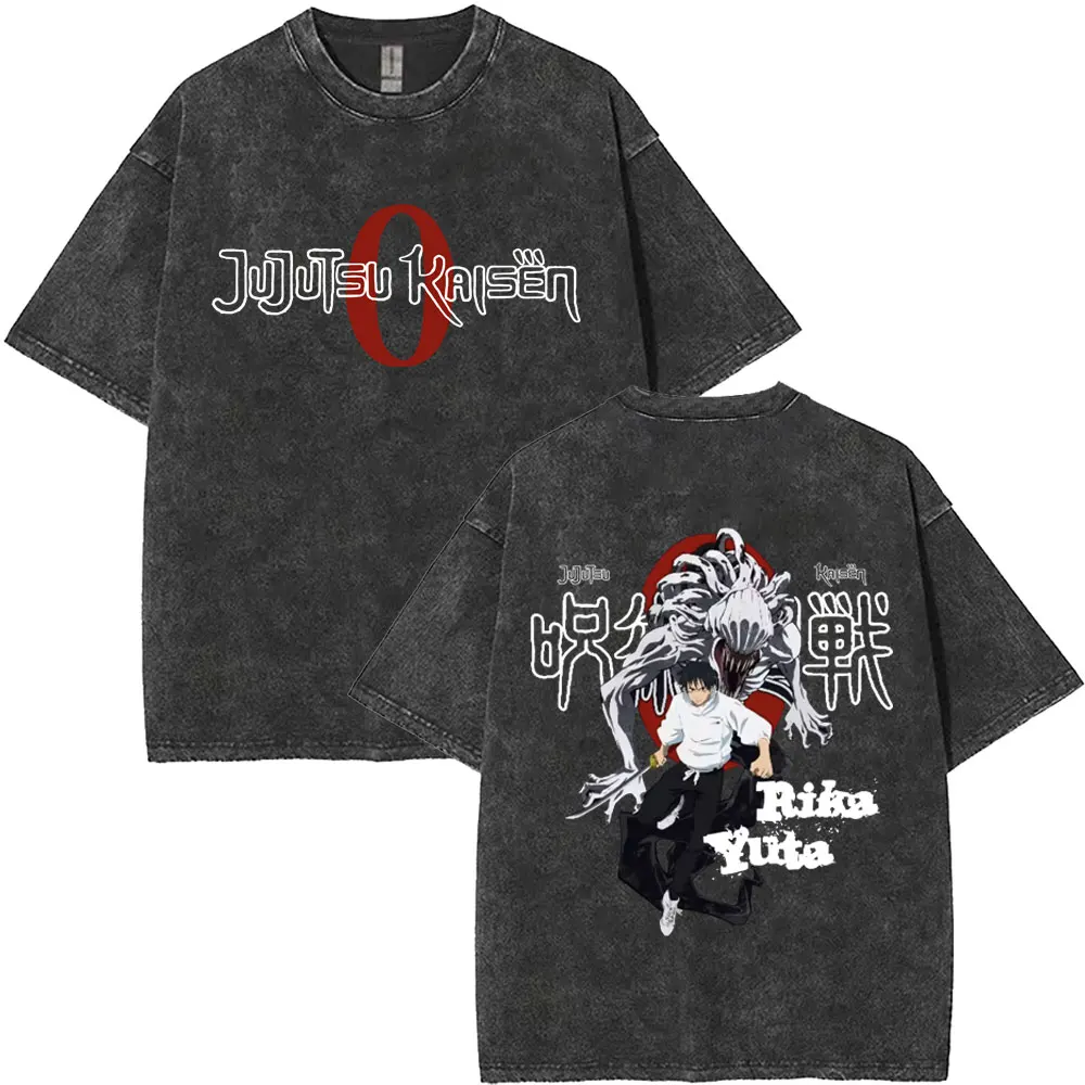 

Hot Sale Anime Jujutsu Kaisen Okkotsu Yuta Vintage Washed T Shirt Men Casual Cotton Retro T-shirt Men's Fashion Trend T-shirts