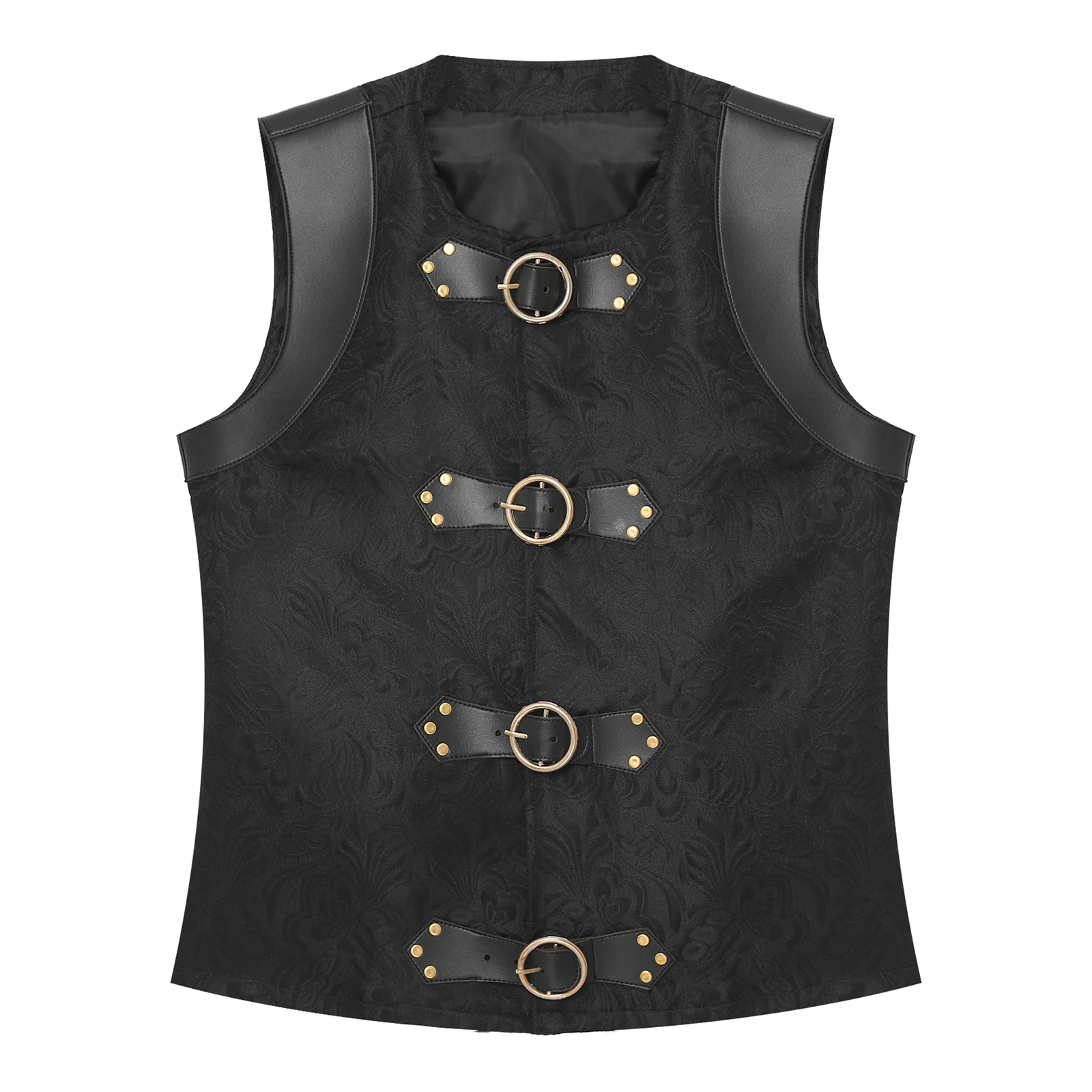 

Gothic Steampunk Sleeveless Top Cool Men Medieval Victorian Gentry Vest Tank Embroidery Rivets Top for Casual Daily Outfits