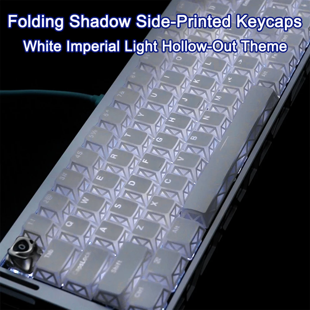 Zheying Side-Lit Keycaps White Imperial Light Hollow-Out Theme Keycap PBT + PC Double-Shot For Cherry MX Mechanical Keyboard