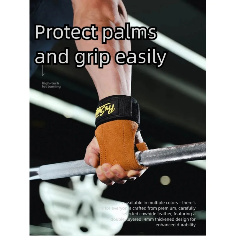 ProSupps Leather Lifting Straps – Non-Slip Cowhide Grip Pads for Deadlifts, Pull-Ups & Heavy Lifts (Unisex, Wrist Support)