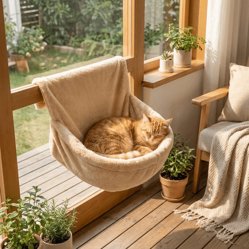 Cozy Warm Hanging Cat Bed Iron Frame Soft Radiator Cat Hammock Semicircle Cat Sleeping Bag Radiator