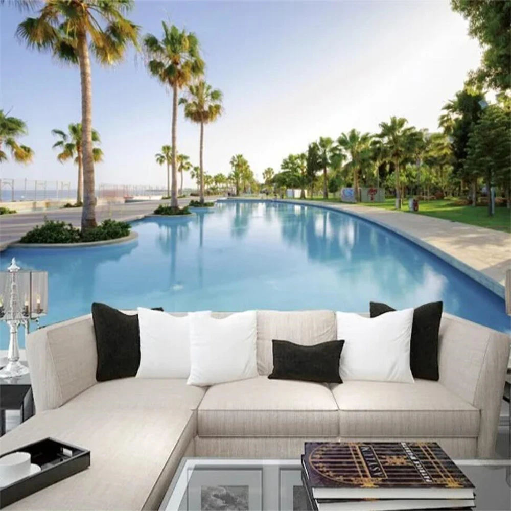 

Пользовательские 3d фото обои для спальни, средиземноморский парк, обои для гостиной, ТВ, ладони, пляжа, праздника, настроения, фреска, художественная обои