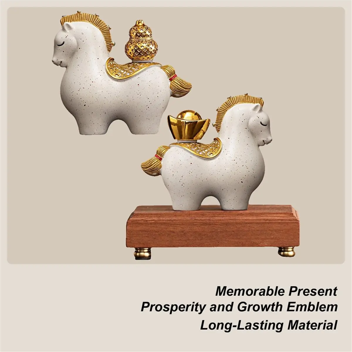 Chinese New Year 2026 Horse Statue 2 Pieces Tabletop Decoration New Year Mascot Statue for Collectors Photography Home B