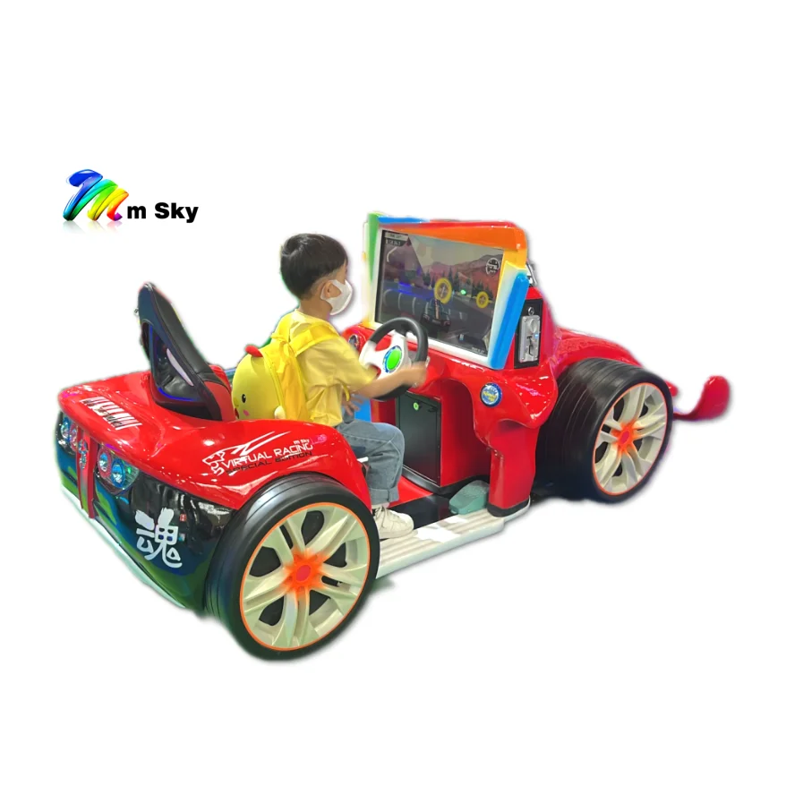 Coche de carreras rojo personalizable OEM, máquina de recreación de entretenimiento para niños interactiva 3D VR que funciona con monedas, para zona interior
