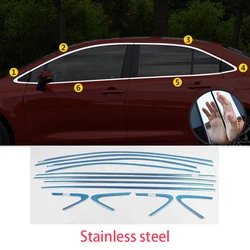 Car Accessories For Toyota Corolla Sedan 2020-2023 steel Chrome black Exterior Window Molding Strip Sill side Cover Trim 12pcs
